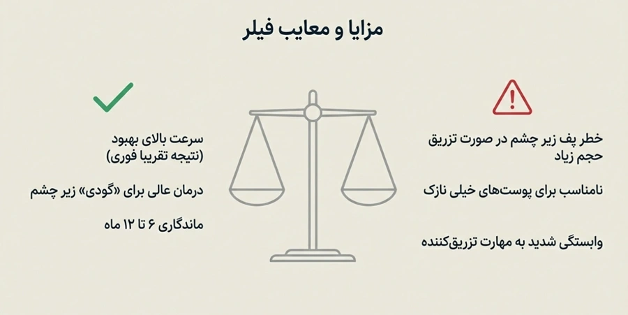 مزایا و معایب فیلر زیر چشم